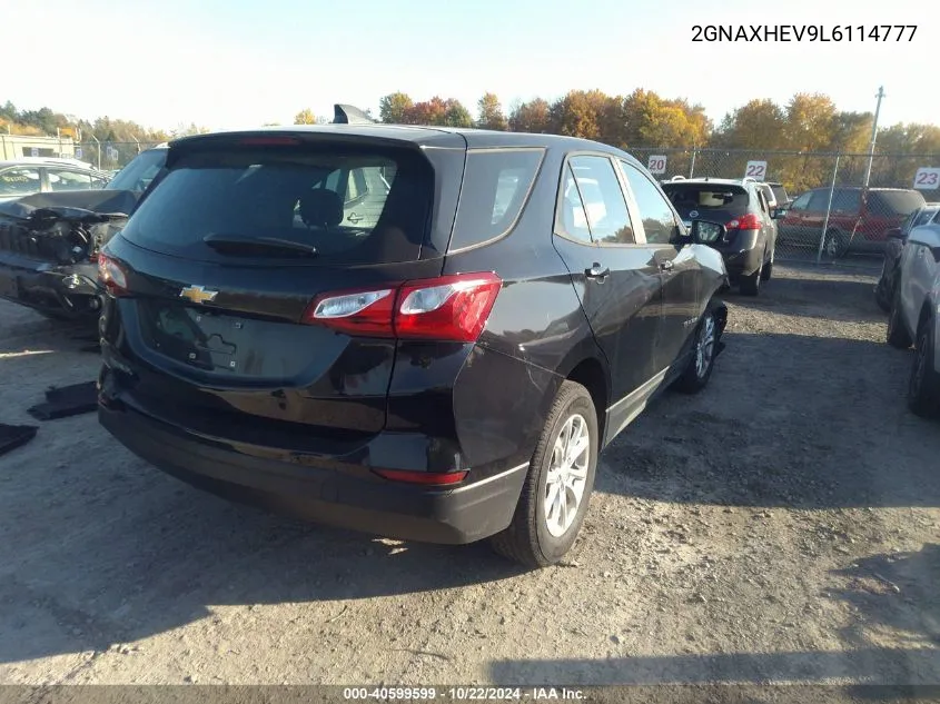 2020 Chevrolet Equinox Fwd Ls VIN: 2GNAXHEV9L6114777 Lot: 40599599