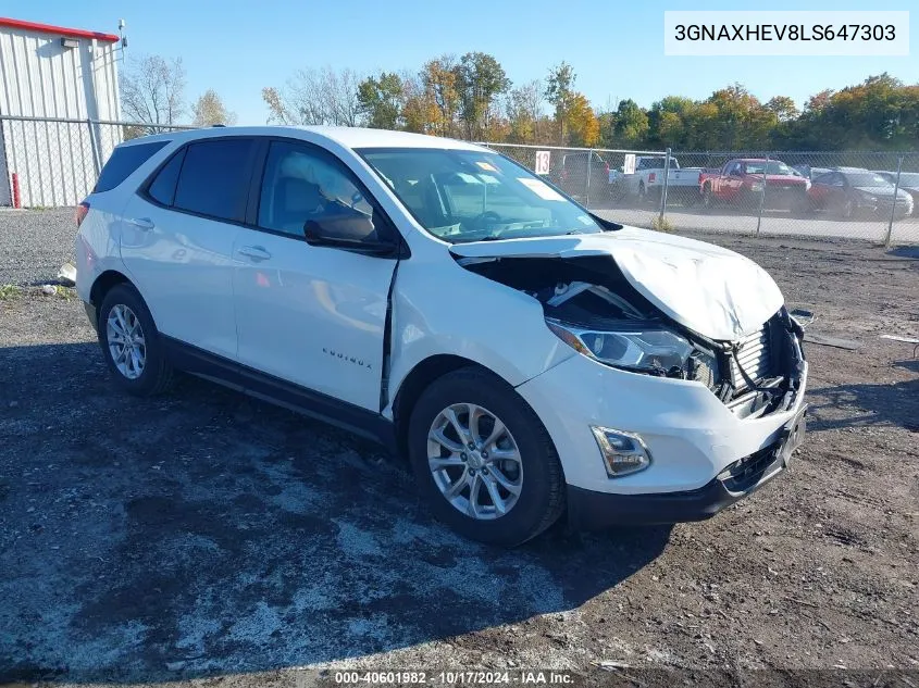 2020 Chevrolet Equinox Fwd Ls VIN: 3GNAXHEV8LS647303 Lot: 40601982