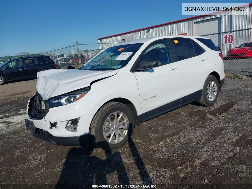 2020 Chevrolet Equinox Fwd Ls VIN: 3GNAXHEV8LS647303 Lot: 40601982