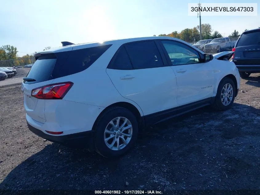 2020 Chevrolet Equinox Fwd Ls VIN: 3GNAXHEV8LS647303 Lot: 40601982