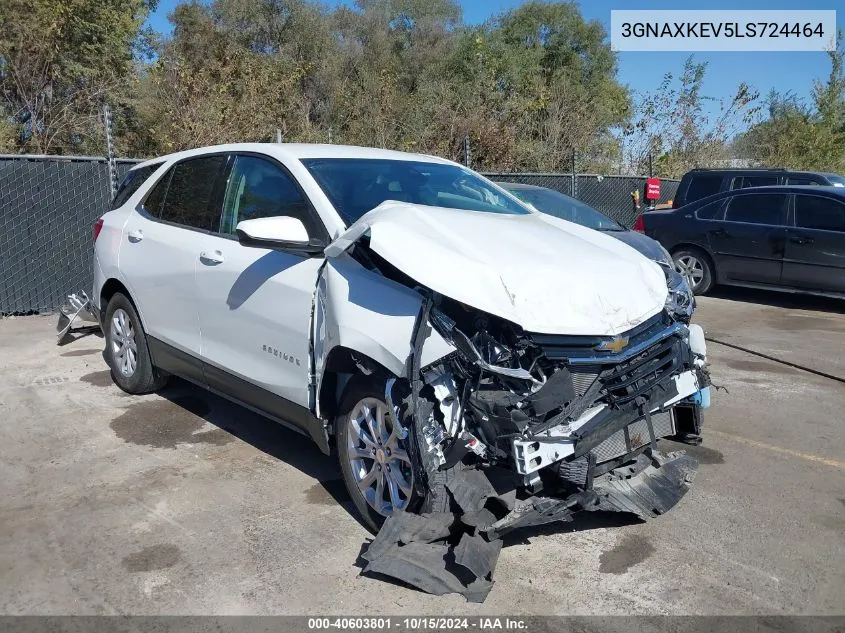 2020 Chevrolet Equinox Fwd Lt 1.5L Turbo VIN: 3GNAXKEV5LS724464 Lot: 40603801