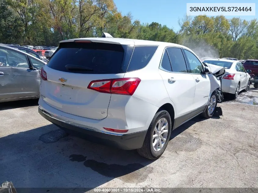 2020 Chevrolet Equinox Fwd Lt 1.5L Turbo VIN: 3GNAXKEV5LS724464 Lot: 40603801