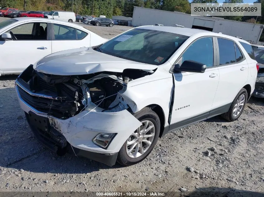 2020 Chevrolet Equinox Fwd Ls VIN: 3GNAXHEV0LS564089 Lot: 40605521