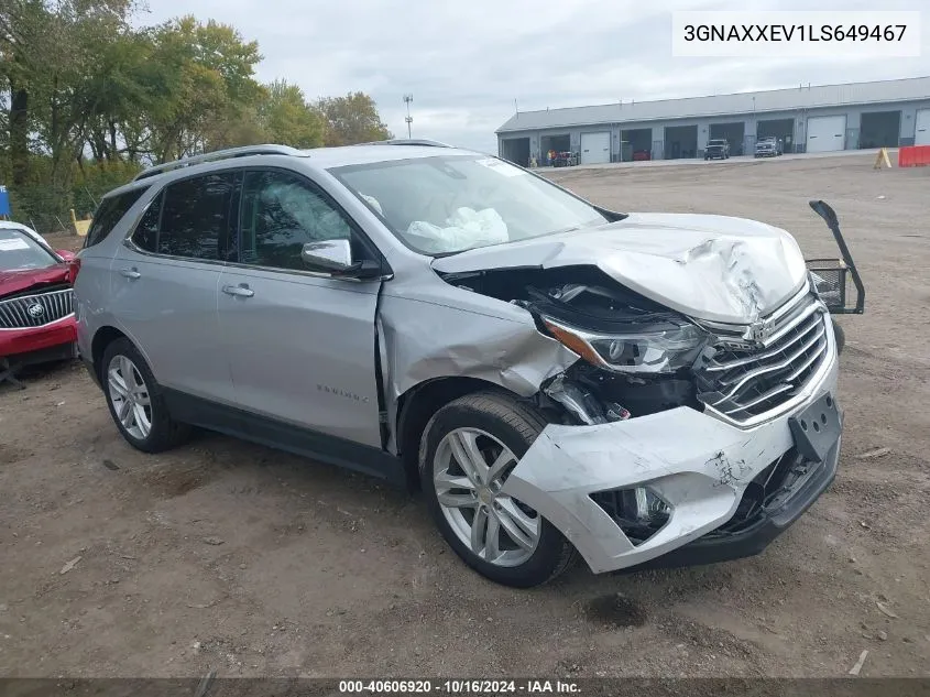 2020 Chevrolet Equinox Awd Premier 1.5L Turbo VIN: 3GNAXXEV1LS649467 Lot: 40606920