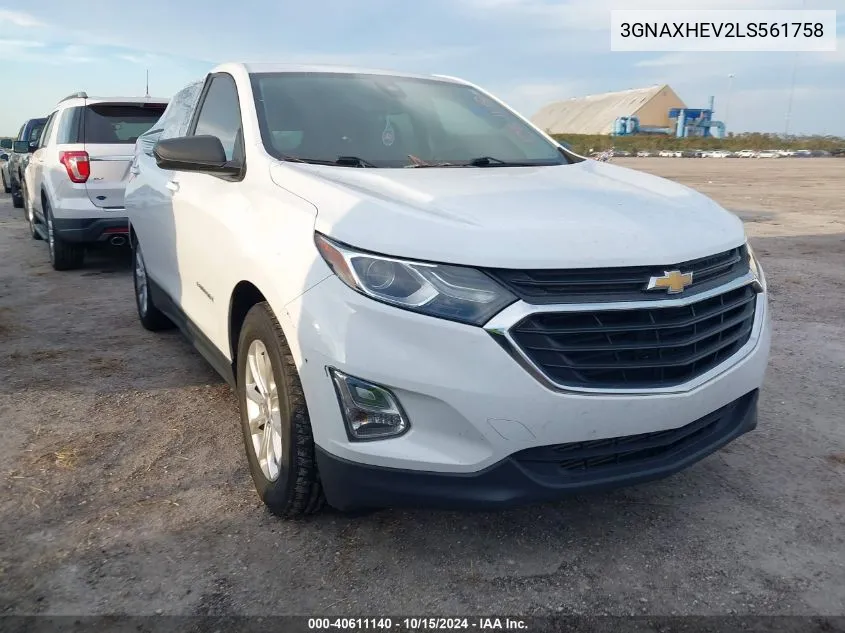 2020 Chevrolet Equinox Fwd Ls VIN: 3GNAXHEV2LS561758 Lot: 40611140