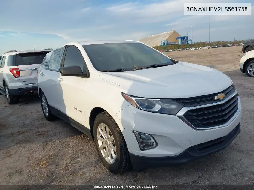 2020 Chevrolet Equinox Fwd Ls VIN: 3GNAXHEV2LS561758 Lot: 40611140