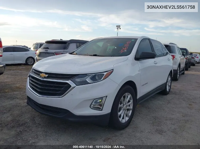 2020 Chevrolet Equinox Fwd Ls VIN: 3GNAXHEV2LS561758 Lot: 40611140