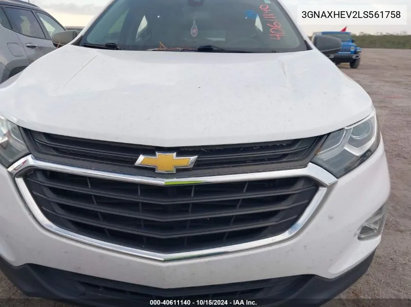 2020 Chevrolet Equinox Fwd Ls VIN: 3GNAXHEV2LS561758 Lot: 40611140