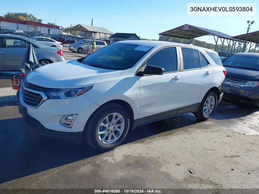 2020 Chevrolet Equinox Fwd Ls VIN: 3GNAXHEV0LS593804 Lot: 40616050