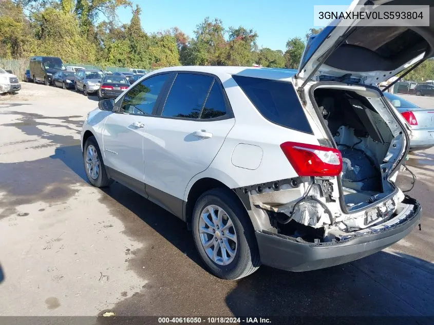 2020 Chevrolet Equinox Fwd Ls VIN: 3GNAXHEV0LS593804 Lot: 40616050