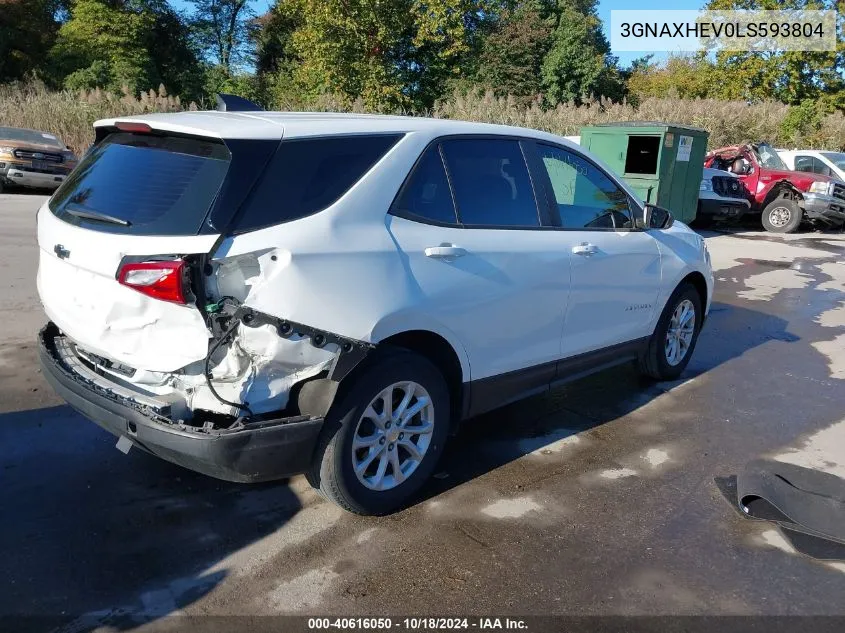 2020 Chevrolet Equinox Fwd Ls VIN: 3GNAXHEV0LS593804 Lot: 40616050