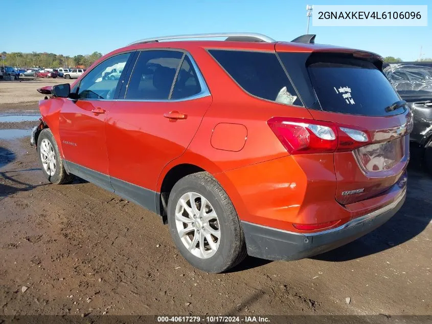 2020 Chevrolet Equinox Fwd Lt 1.5L Turbo VIN: 2GNAXKEV4L6106096 Lot: 40617279