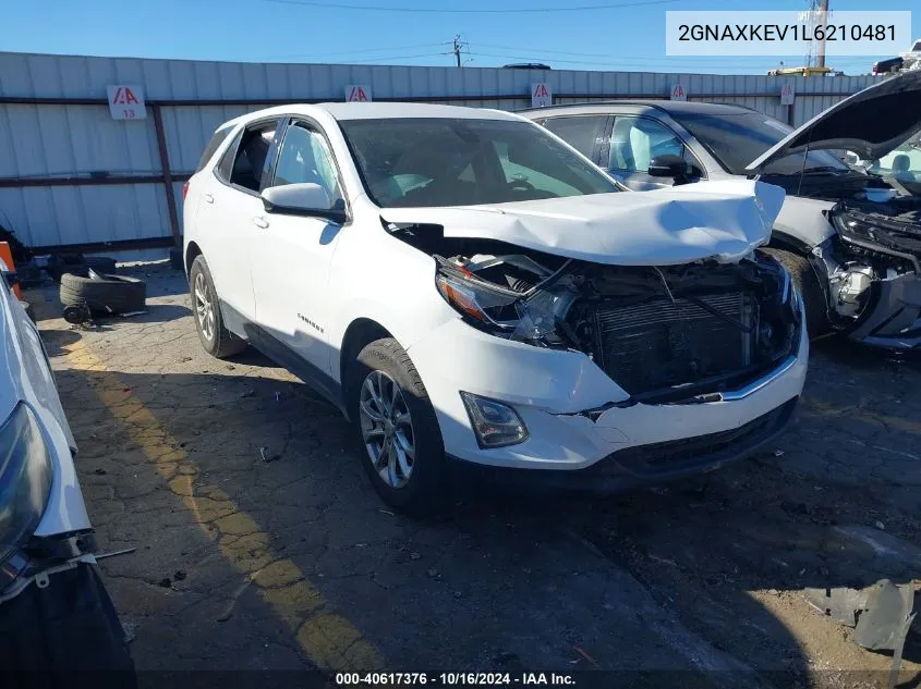 2020 Chevrolet Equinox Fwd Lt 1.5L Turbo VIN: 2GNAXKEV1L6210481 Lot: 40617376