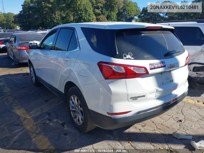 2020 Chevrolet Equinox Fwd Lt 1.5L Turbo VIN: 2GNAXKEV1L6210481 Lot: 40617376