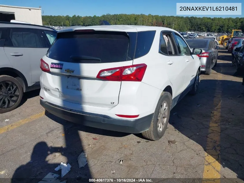 2020 Chevrolet Equinox Fwd Lt 1.5L Turbo VIN: 2GNAXKEV1L6210481 Lot: 40617376