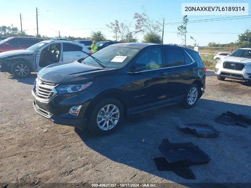 2020 Chevrolet Equinox Fwd Lt 1.5L Turbo VIN: 2GNAXKEV7L6189314 Lot: 40621307