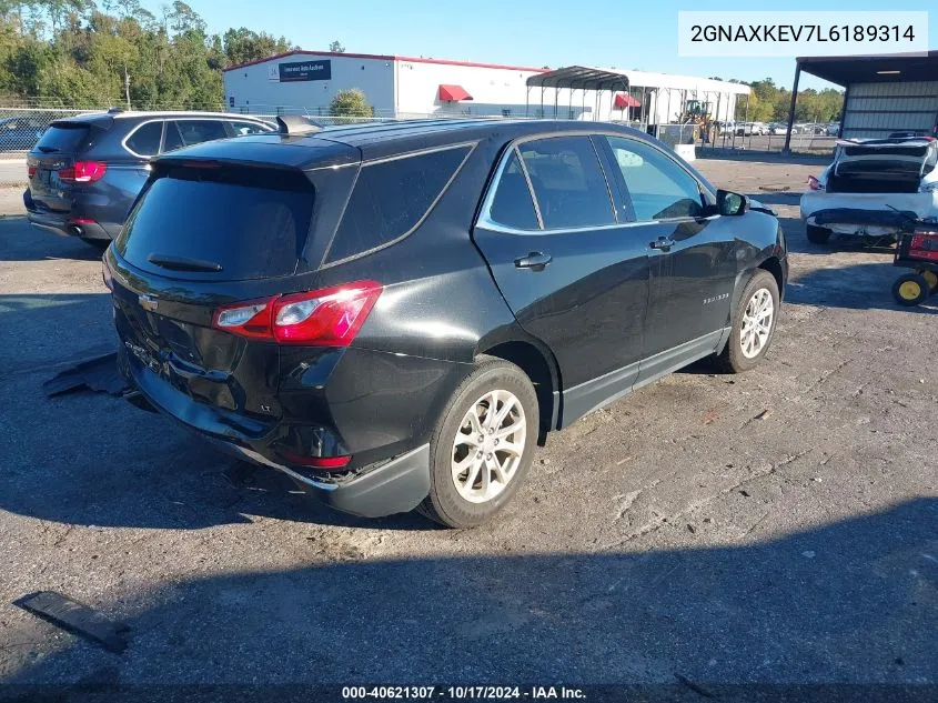 2020 Chevrolet Equinox Fwd Lt 1.5L Turbo VIN: 2GNAXKEV7L6189314 Lot: 40621307