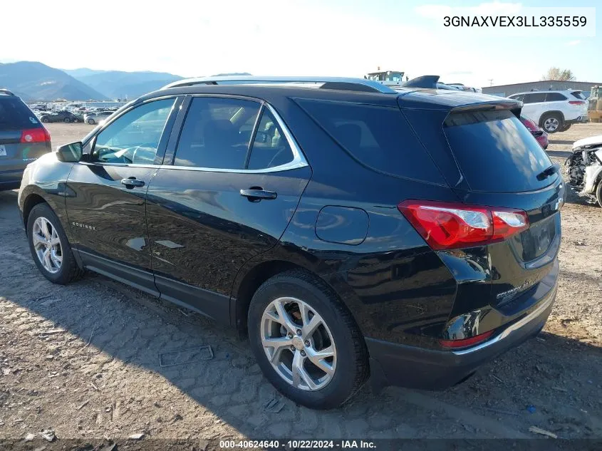 2020 Chevrolet Equinox Awd Lt 2.0L Turbo VIN: 3GNAXVEX3LL335559 Lot: 40624640