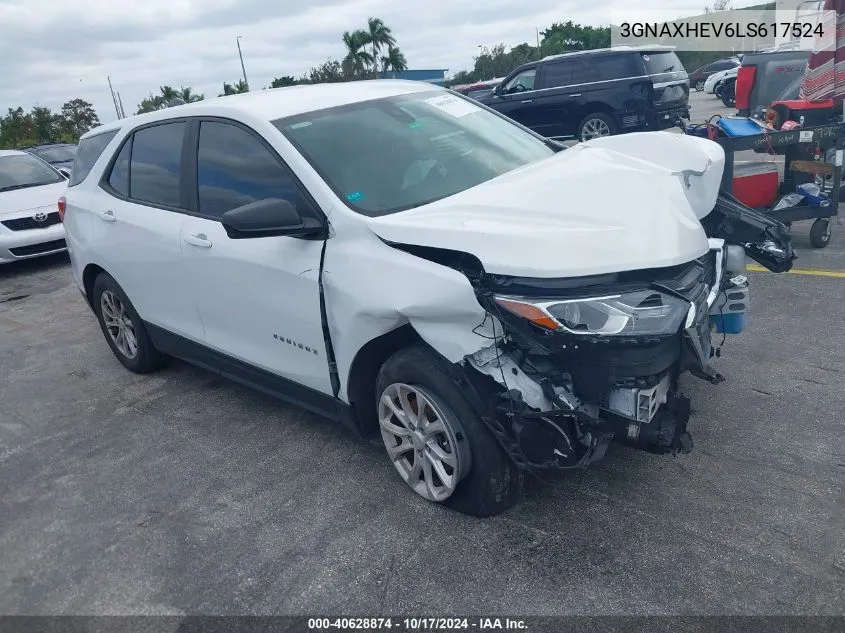 2020 Chevrolet Equinox Fwd Ls VIN: 3GNAXHEV6LS617524 Lot: 40628874