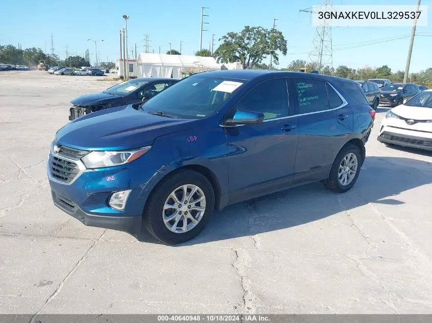 2020 Chevrolet Equinox Fwd Lt 1.5L Turbo VIN: 3GNAXKEV0LL329537 Lot: 40640948