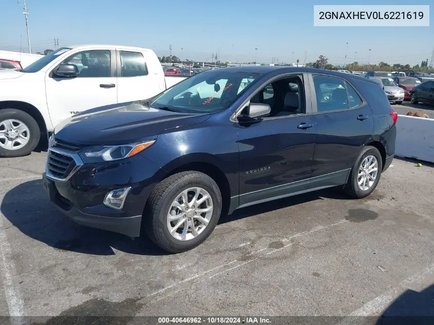 2020 Chevrolet Equinox Fwd Ls VIN: 2GNAXHEV0L6221619 Lot: 40646962