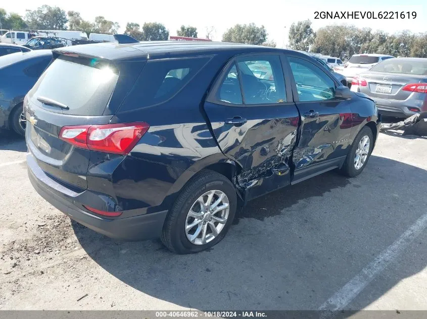 2020 Chevrolet Equinox Fwd Ls VIN: 2GNAXHEV0L6221619 Lot: 40646962