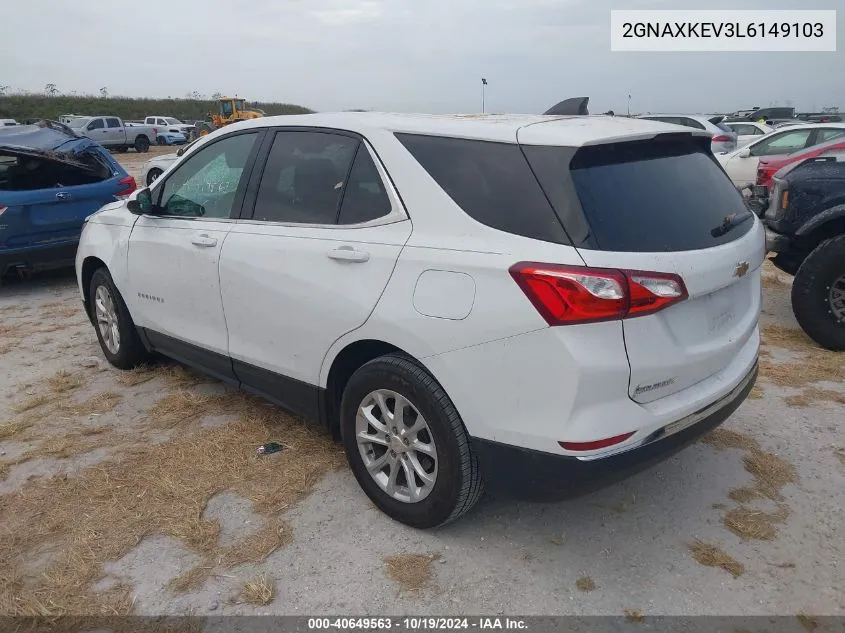 2020 Chevrolet Equinox Fwd Lt 1.5L Turbo VIN: 2GNAXKEV3L6149103 Lot: 40649563