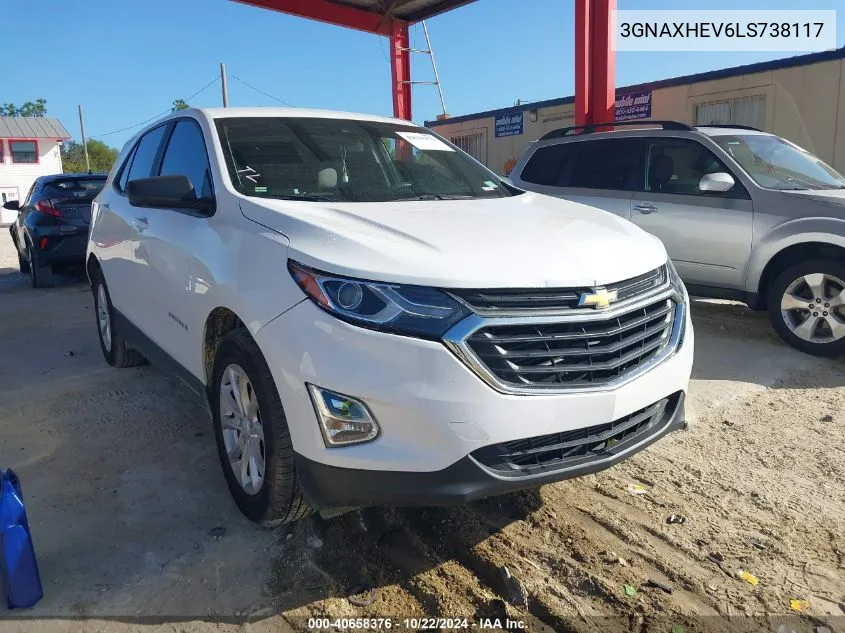 2020 Chevrolet Equinox Fwd Ls VIN: 3GNAXHEV6LS738117 Lot: 40658376