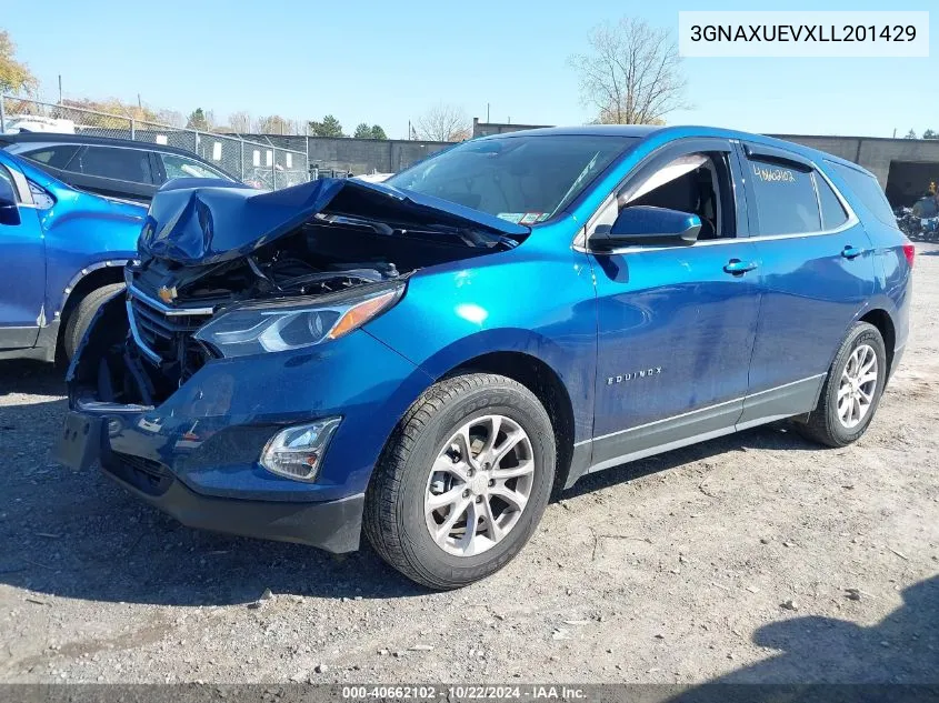 2020 Chevrolet Equinox Awd Lt 1.5L Turbo VIN: 3GNAXUEVXLL201429 Lot: 40662102