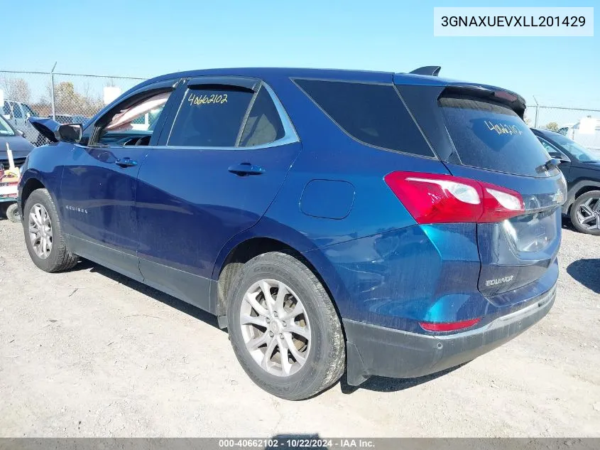 2020 Chevrolet Equinox Awd Lt 1.5L Turbo VIN: 3GNAXUEVXLL201429 Lot: 40662102