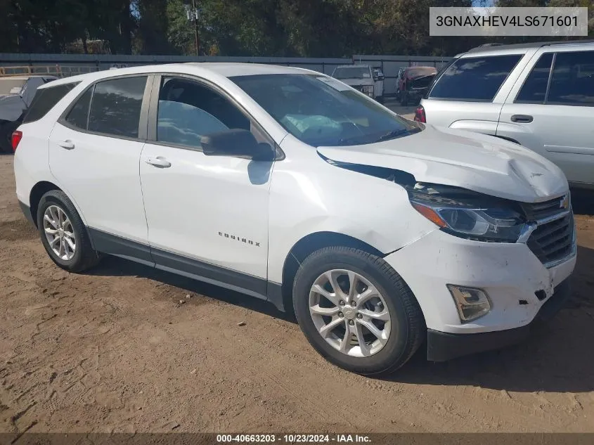 2020 Chevrolet Equinox Fwd Ls VIN: 3GNAXHEV4LS671601 Lot: 40663203