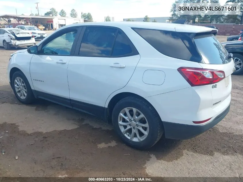 2020 Chevrolet Equinox Fwd Ls VIN: 3GNAXHEV4LS671601 Lot: 40663203