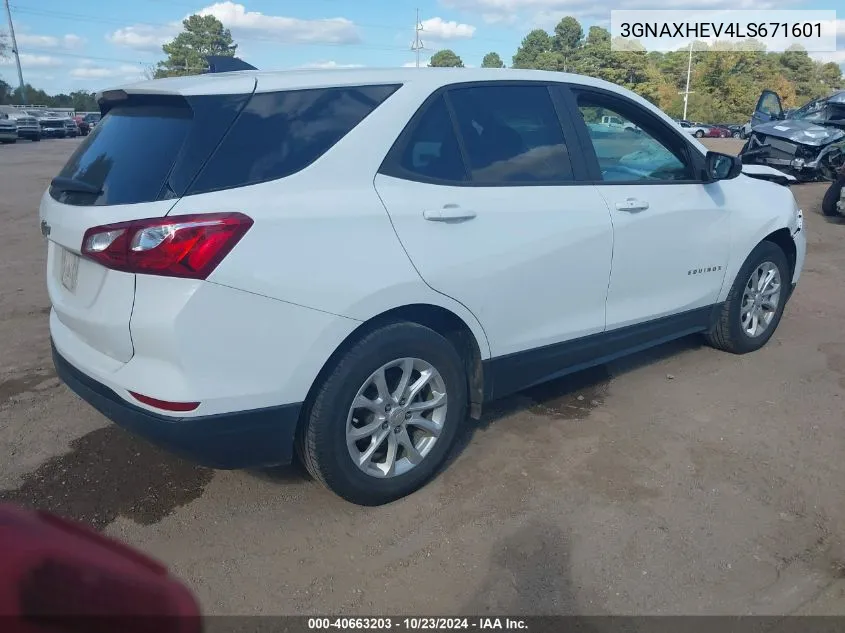 2020 Chevrolet Equinox Fwd Ls VIN: 3GNAXHEV4LS671601 Lot: 40663203