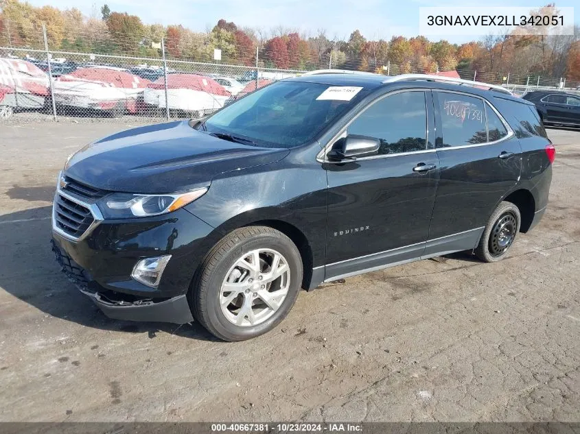 2020 Chevrolet Equinox Awd Lt 2.0L Turbo VIN: 3GNAXVEX2LL342051 Lot: 40667381