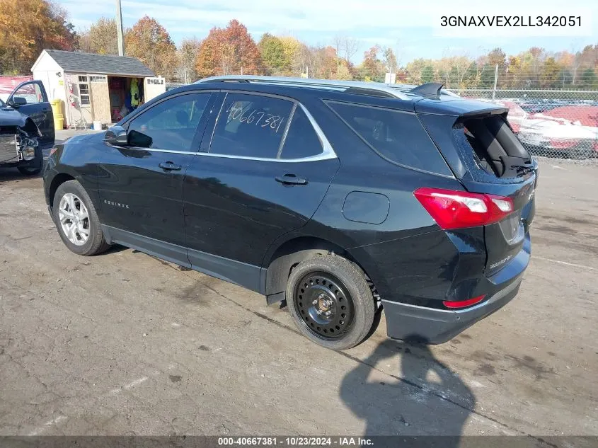 2020 Chevrolet Equinox Awd Lt 2.0L Turbo VIN: 3GNAXVEX2LL342051 Lot: 40667381