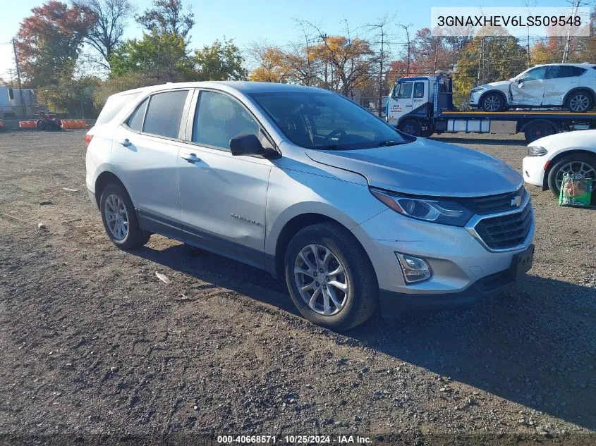 2020 Chevrolet Equinox Fwd Ls VIN: 3GNAXHEV6LS509548 Lot: 40668571