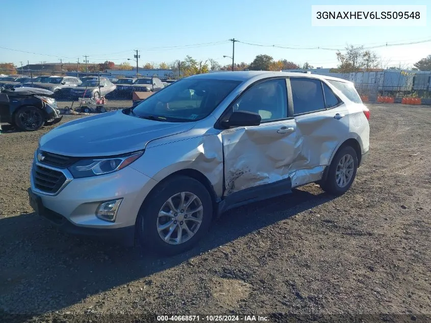 2020 Chevrolet Equinox Fwd Ls VIN: 3GNAXHEV6LS509548 Lot: 40668571