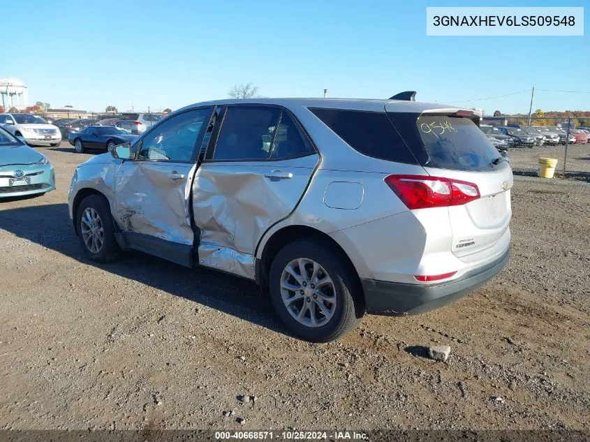 2020 Chevrolet Equinox Fwd Ls VIN: 3GNAXHEV6LS509548 Lot: 40668571