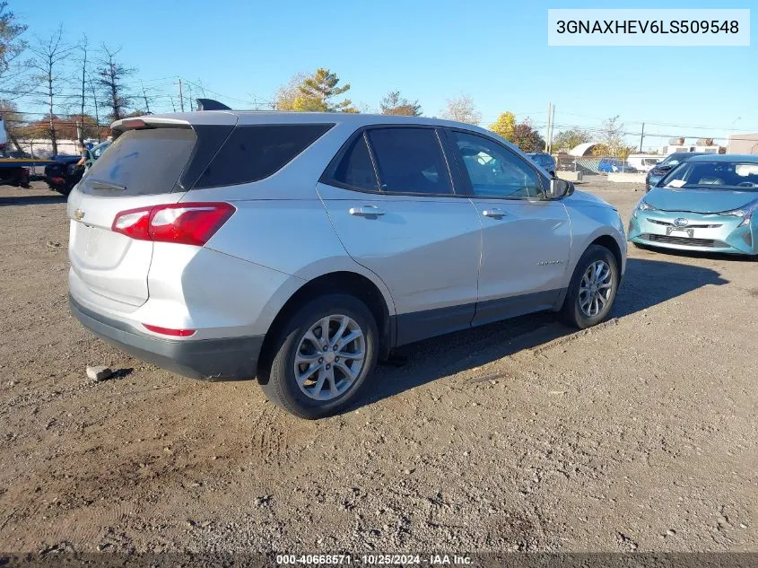 2020 Chevrolet Equinox Fwd Ls VIN: 3GNAXHEV6LS509548 Lot: 40668571