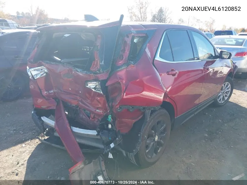 2020 Chevrolet Equinox Awd Lt 1.5L Turbo VIN: 2GNAXUEV4L6120852 Lot: 40670773