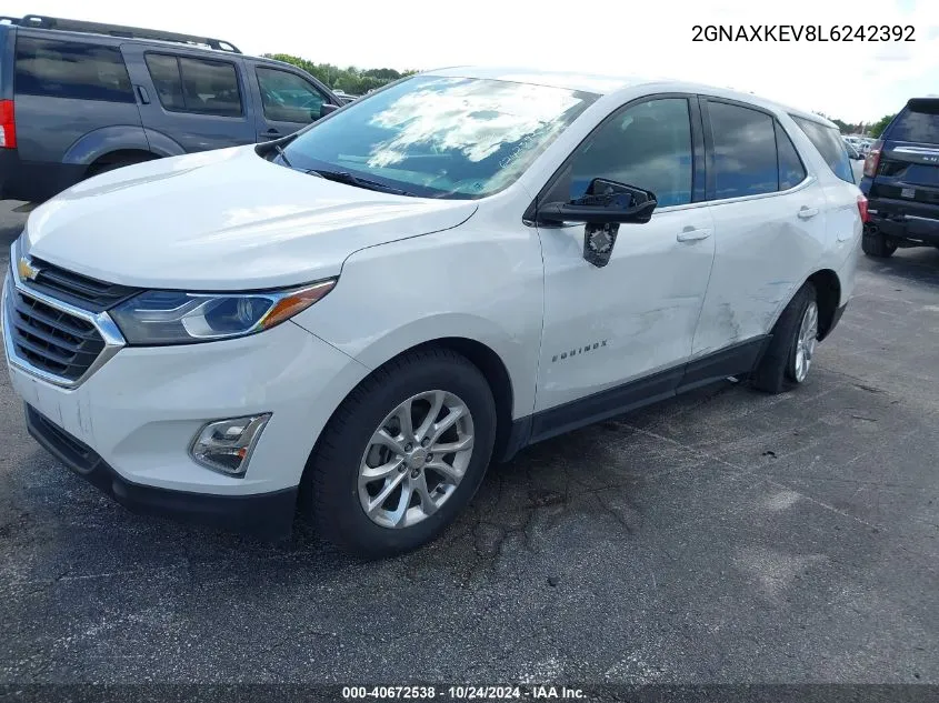 2020 Chevrolet Equinox Fwd Lt 1.5L Turbo VIN: 2GNAXKEV8L6242392 Lot: 40672538