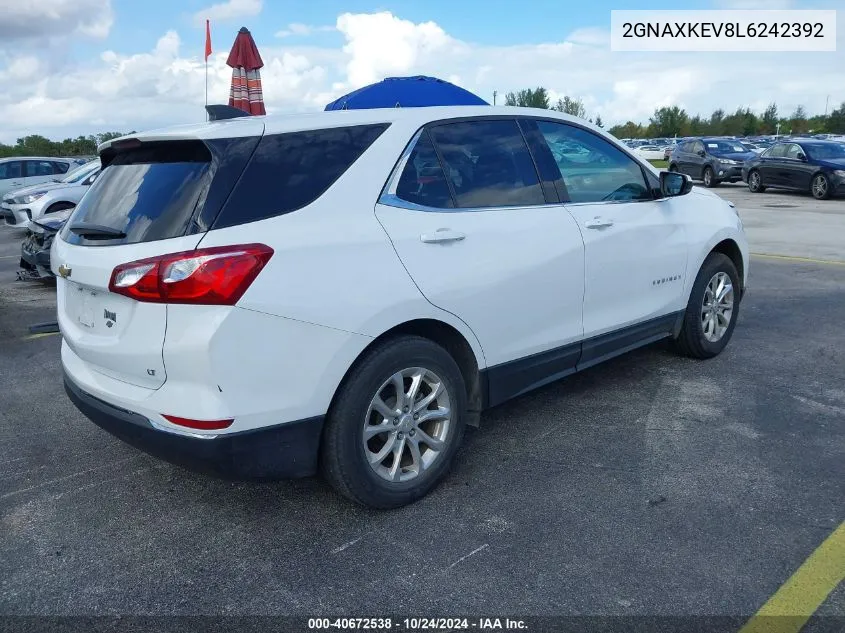 2020 Chevrolet Equinox Fwd Lt 1.5L Turbo VIN: 2GNAXKEV8L6242392 Lot: 40672538