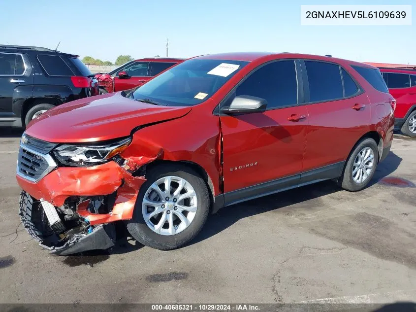 2020 Chevrolet Equinox Fwd Ls VIN: 2GNAXHEV5L6109639 Lot: 40685321