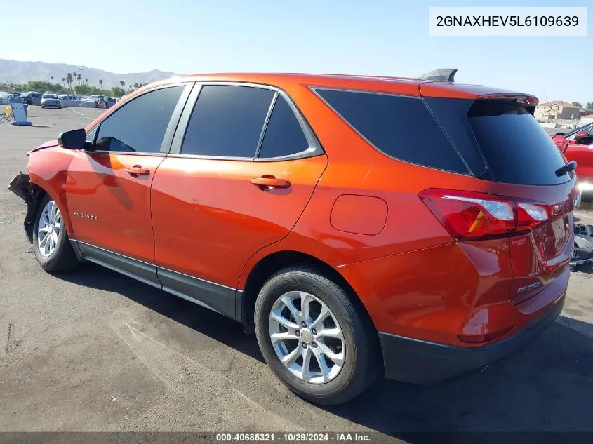 2020 Chevrolet Equinox Fwd Ls VIN: 2GNAXHEV5L6109639 Lot: 40685321