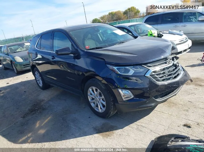 2020 Chevrolet Equinox Fwd Lt 1.5L Turbo VIN: 3GNAXKEV1LS549467 Lot: 40685803