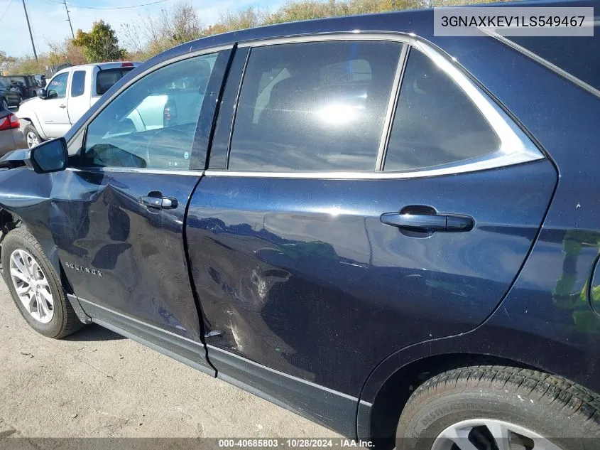 2020 Chevrolet Equinox Fwd Lt 1.5L Turbo VIN: 3GNAXKEV1LS549467 Lot: 40685803