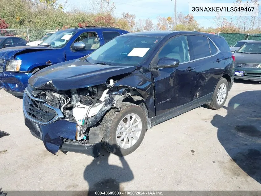 2020 Chevrolet Equinox Fwd Lt 1.5L Turbo VIN: 3GNAXKEV1LS549467 Lot: 40685803