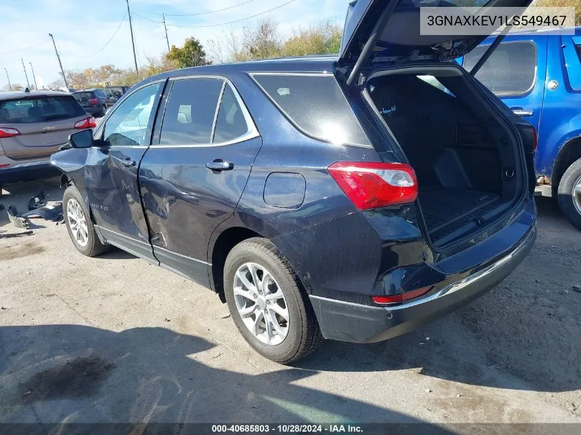 2020 Chevrolet Equinox Fwd Lt 1.5L Turbo VIN: 3GNAXKEV1LS549467 Lot: 40685803