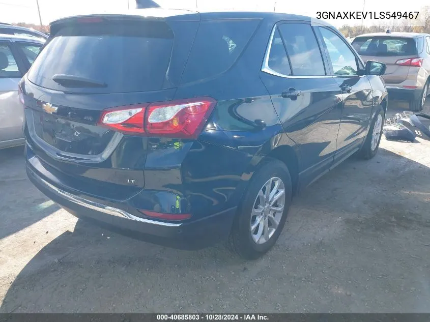 2020 Chevrolet Equinox Fwd Lt 1.5L Turbo VIN: 3GNAXKEV1LS549467 Lot: 40685803