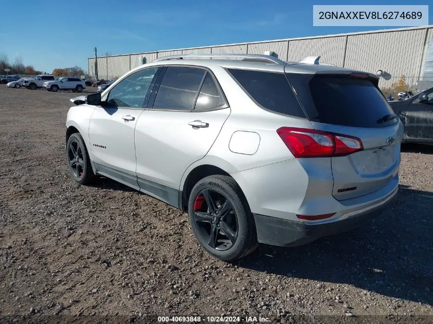 2020 Chevrolet Equinox Awd Premier 1.5L Turbo VIN: 2GNAXXEV8L6274689 Lot: 40693848